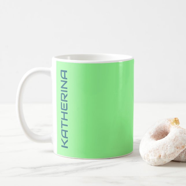 Pastel Mint Green Solid Colour Personalized  Coffee Mug (With Donut)