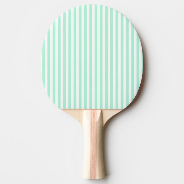 Pastel Mint Green Stripes Summer Striped Ping Pong Paddle (Front)