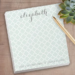 Pastel Mint & Grey Quatrefoil Pattern Custom Name Notepad<br><div class="desc">A beautiful and feminine design that is perfect for any girly girl or even a bride. If you need to move items around, click on the design area to make changes.</div>
