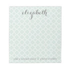Pastel Mint & Grey Quatrefoil Pattern Custom Name