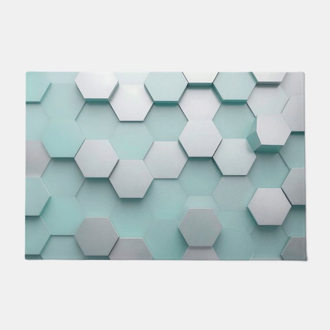 Pastel Mint Hexagon 3D Mosaic Doormat (Front)