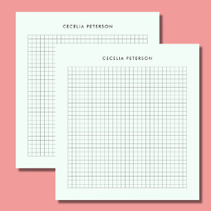 Pastel Mint & Square Pattern Custom Notepad