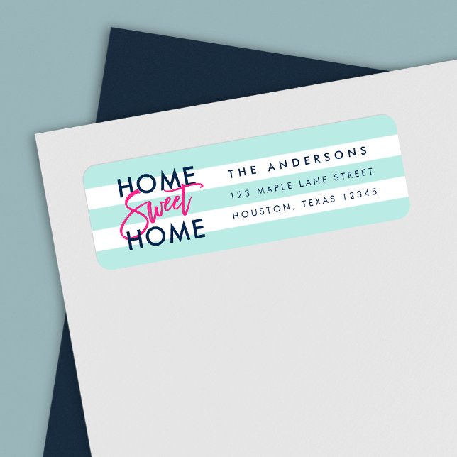 Pastel Mint White Stripes Blue Home Sweet Home (Creator Uploaded)