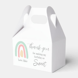 Pastel minty rainbow 1st Birthday  thank you Favor Box