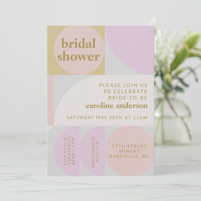Pastel Modern Geometric Block Bridal Shower Invitation (Standing Front)