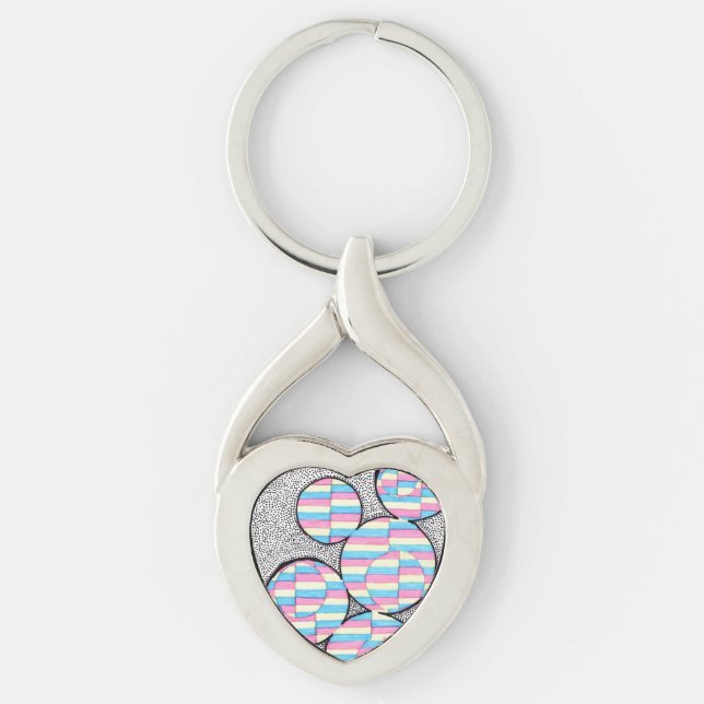 Pastel modern geometric pattern keychain  (Front)
