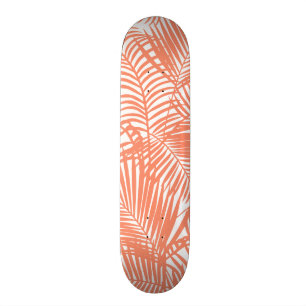 Pastel modern gold tropical coral palm tree skateboard