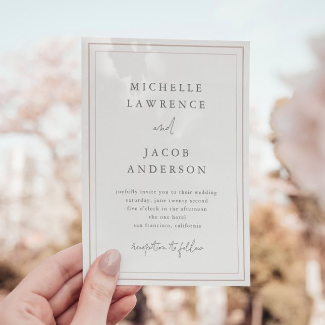 Pastel Modern Minimalist Blush Wedding Invitation (Creator Uploaded)