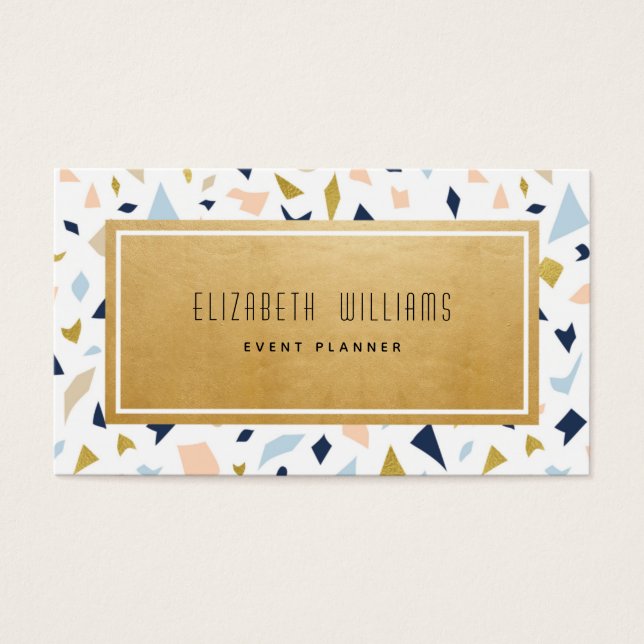 Pastel Modern Terrazzo Event Planner Business Card (Front)