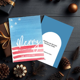 Pastel Modern Watercolor Flag Holiday Card