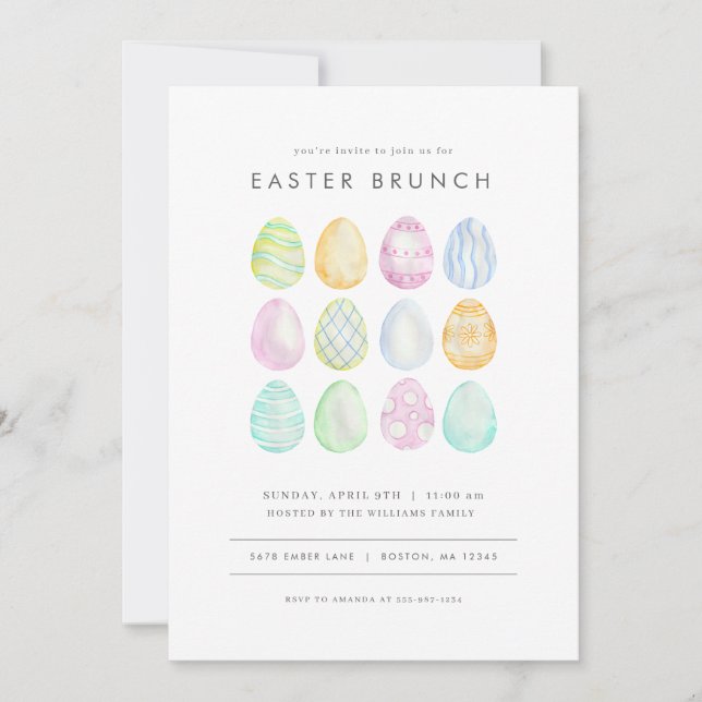 Pastel Moderne Brunch de Pâques Invitation Oeuf de (Devant)
