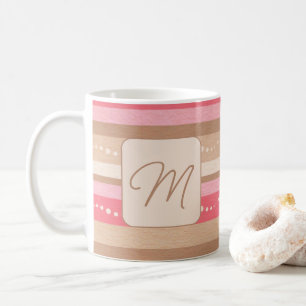 Pastel Monogram And Stripes Pattern Coffee Mug