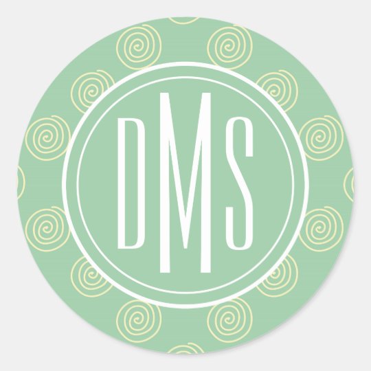 Pastel Monogram Classic Round Sticker