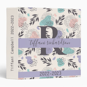 Pastel Monstera Feuilles Monogramme 3 Classeur d'a