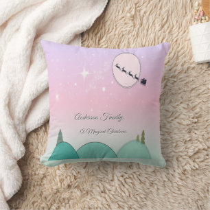 Pastel Moonlit Christmas Comfort Throw Pillow