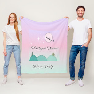 Pastel Moonlit Christmas Cozy Glow Fleece Blanket