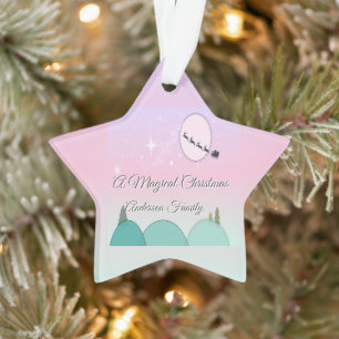 Pastel Moonlit Christmas Family Star Glow Ornament