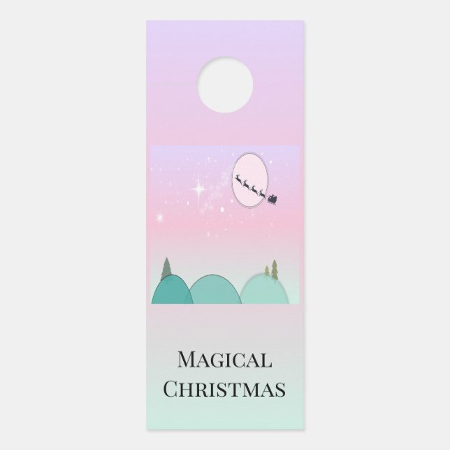 Pastel Moonlit Christmas Gradient Glow Door Hanger (Front)