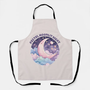 Pastel Moonlit Night – Dreamy Crescent Moon Apron