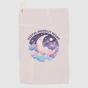 Pastel Moonlit Night – Dreamy Crescent Moon Golf Towel