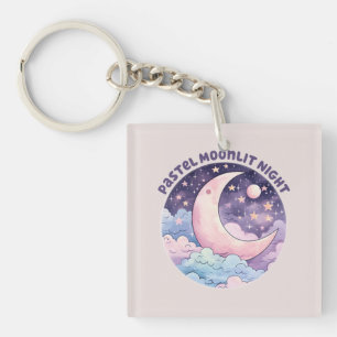 Pastel Moonlit Night – Dreamy Crescent Moon Keychain
