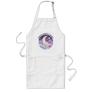 Pastel Moonlit Night – Dreamy Crescent Moon Long Apron