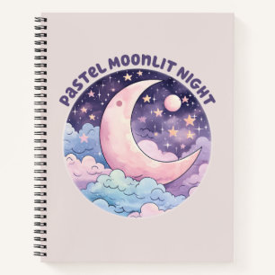 Pastel Moonlit Night – Dreamy Crescent Moon Notebook