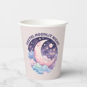 Pastel Moonlit Night – Dreamy Crescent Moon Paper Cups