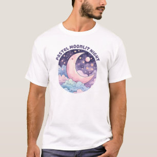 Pastel Moonlit Night – Dreamy Crescent Moon T-Shirt