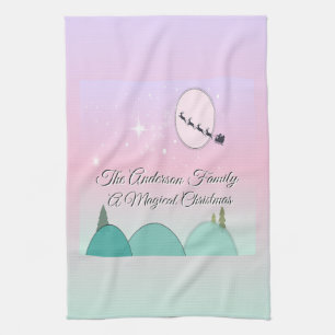 Pastel Moonlit Winter Harmony Kitchen Towel