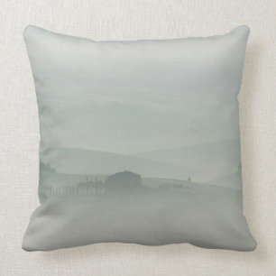 Pastel morning in foggy Tuscany Throw Pillow