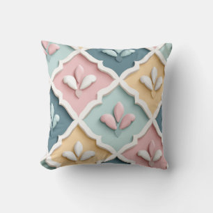 Pastel Moroccan Trellis Floral Throw Pillow