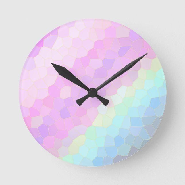 Pastel Mosaic Round Clock (Front)