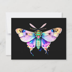 Pastel Moth, watercolor style, Postcrossing  Postcard