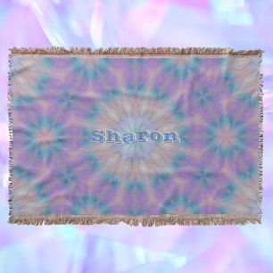 Pastel Mother of Pearl Pattern Name Monogram   Throw Blanket