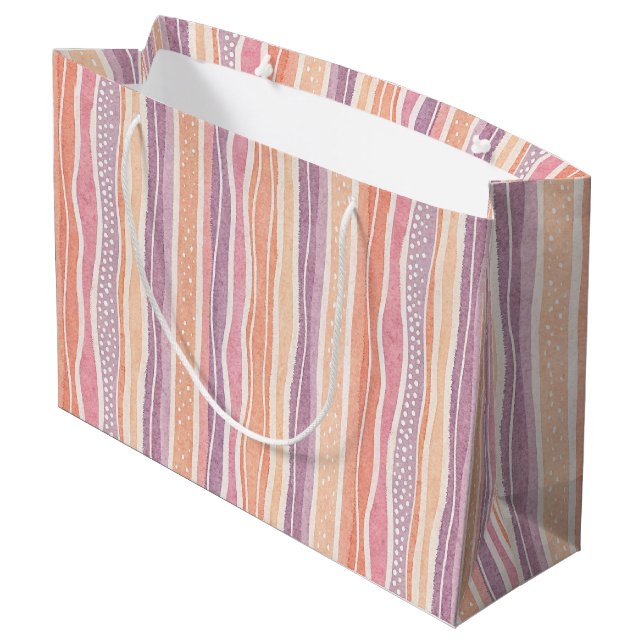 Pastel Motif rayé Grand sac cadeau (Dos Angle)