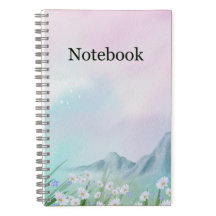 Pastel Mountain Floral Deluxe Spiral Notebook 