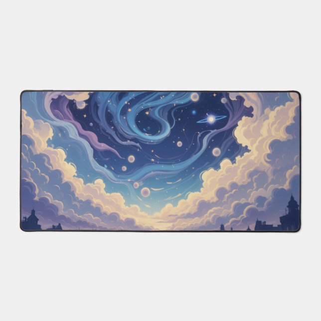 Pastel Mouse Pad, Blue Desk Mat, Kawaii Mouse Pad, Mat (Front)