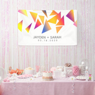 Pastel Multi-Coloured Confetti White Wedding Banner