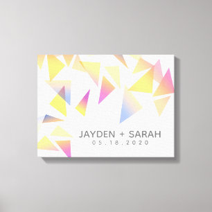 Pastel Multi-Coloured Confetti White Wedding Canvas Print