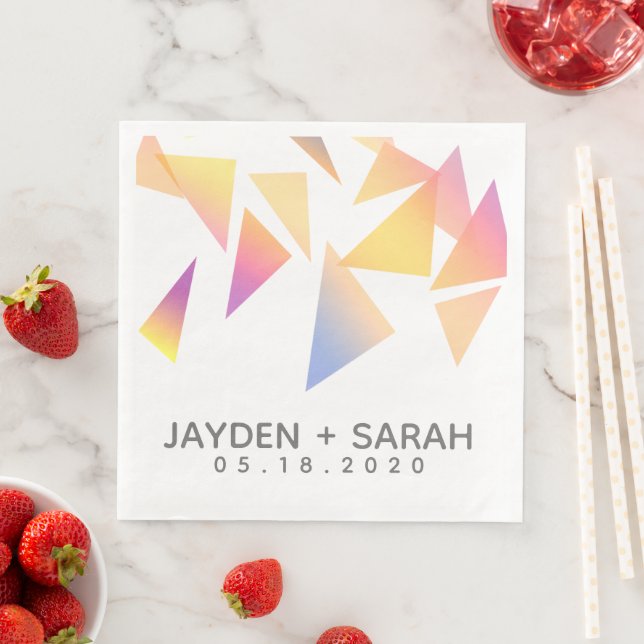 Pastel Multi-Coloured Confetti White Wedding Napkin (Insitu)