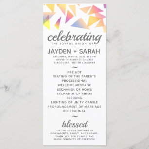 Pastel Multi-Coloured Confetti White Wedding Program