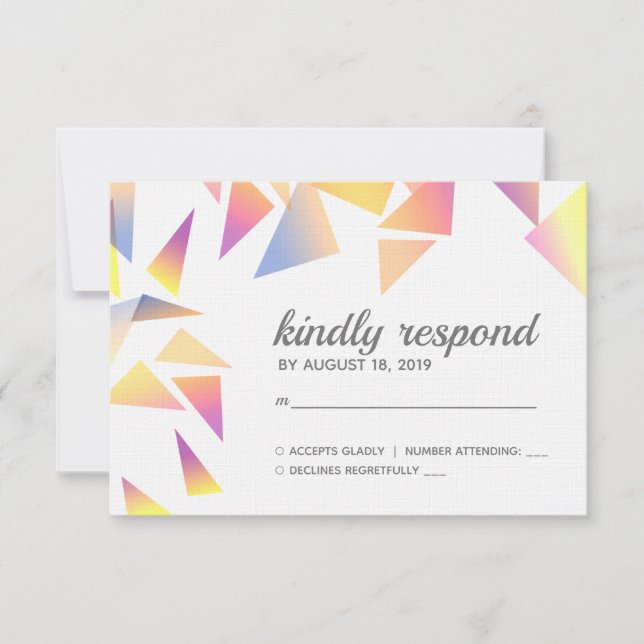 Pastel Multi-Coloured Confetti White Wedding RSVP Card (Front)