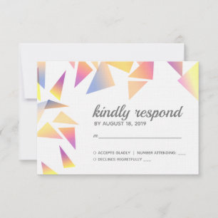 Pastel Multi-Coloured Confetti White Wedding RSVP Card
