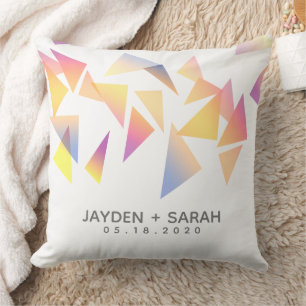Pastel Multi-Coloured Confetti White Wedding Throw Pillow