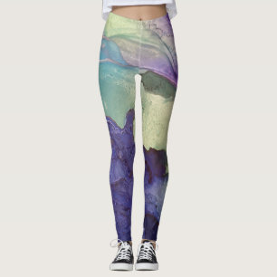 Pastel Multicolor Alcohol Ink Liquid Abstract Art Leggings