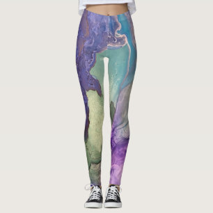 Pastel Multicolor Alcohol Ink Liquid Abstract Art Leggings