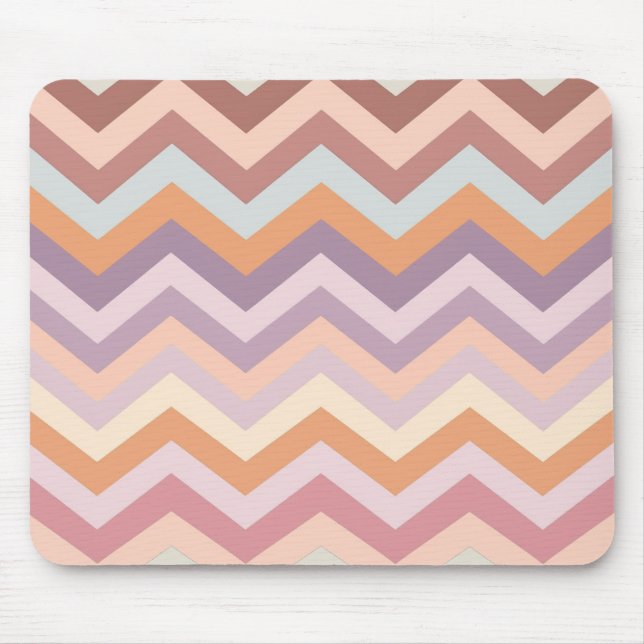 Pastel Multicolor Chevron Zigzag Boho Geometric Mouse Pad (Front)