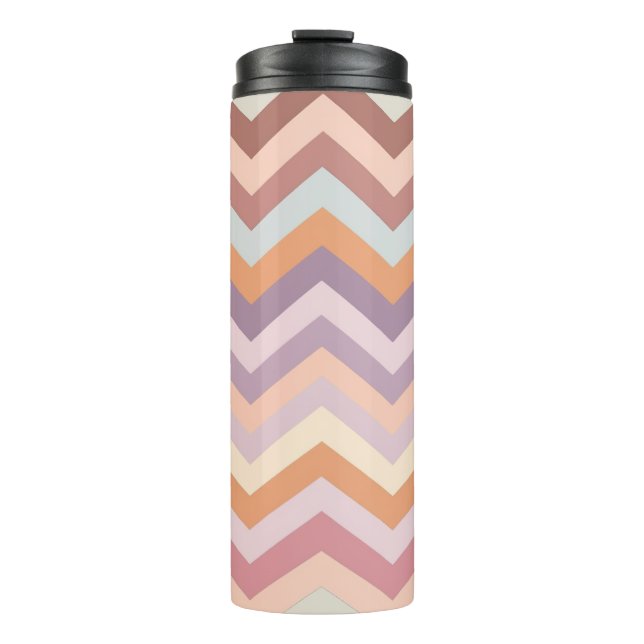Pastel Multicolor Chevron Zigzag Boho Geometric Thermal Tumbler (Front)