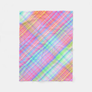 Pastel Multicolor Plaid Fabric Fleece Blanket